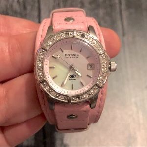 Fossil Vintage Pink Leather Watch